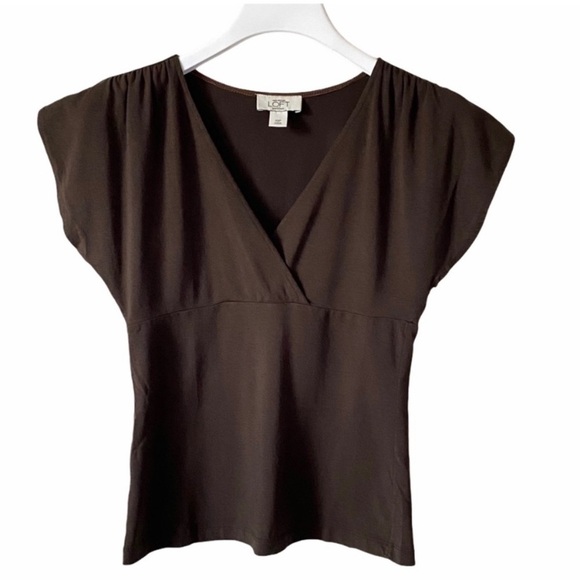 Ann Taylor Loft V Neck Top Brown Size XSP - Picture 1 of 4